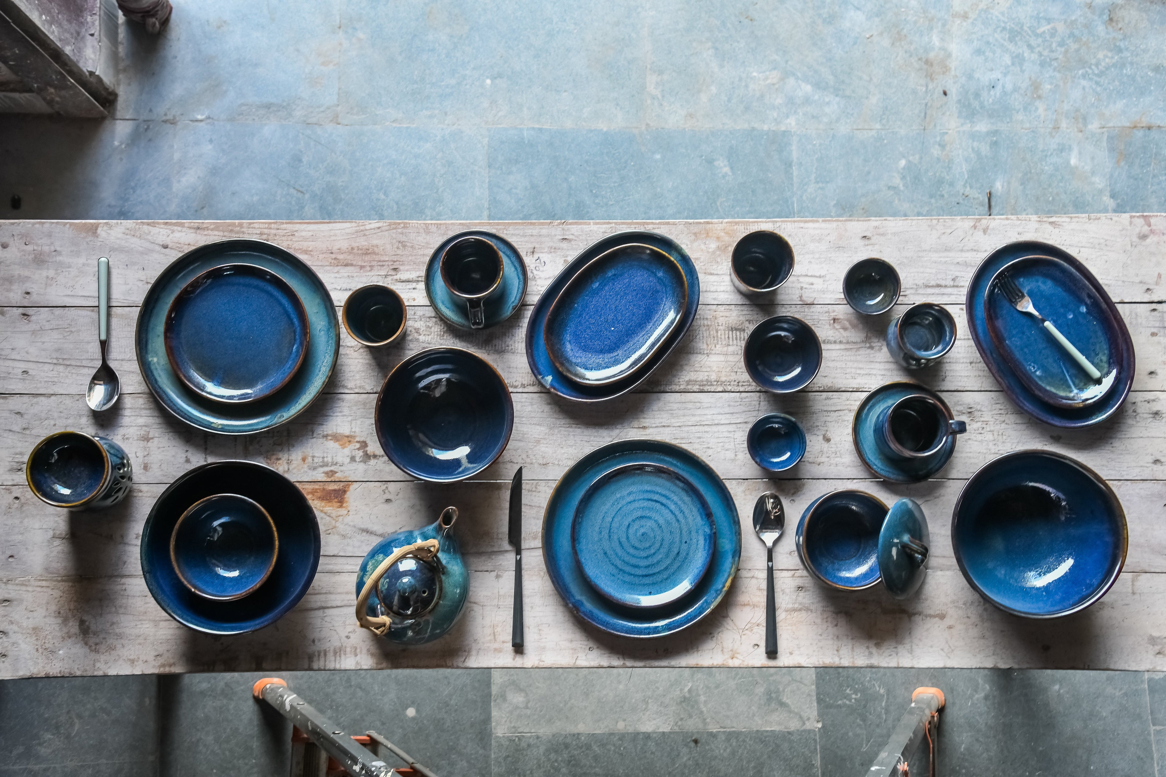 KAI firoza-glaze stoneware collection