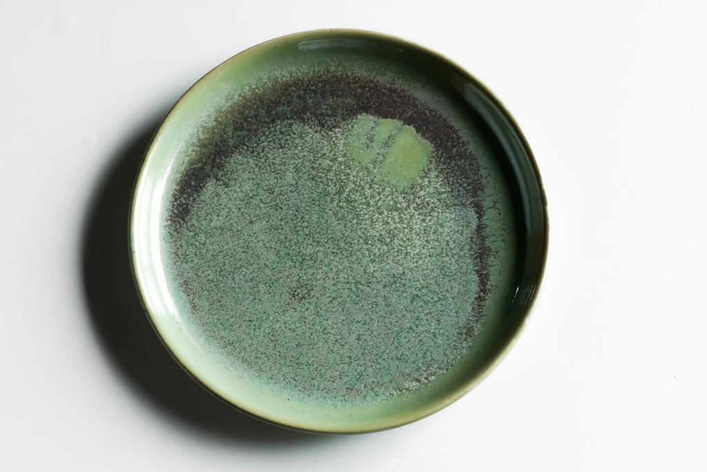 AER Dinner Plate — sage glaze stoneware, detail
